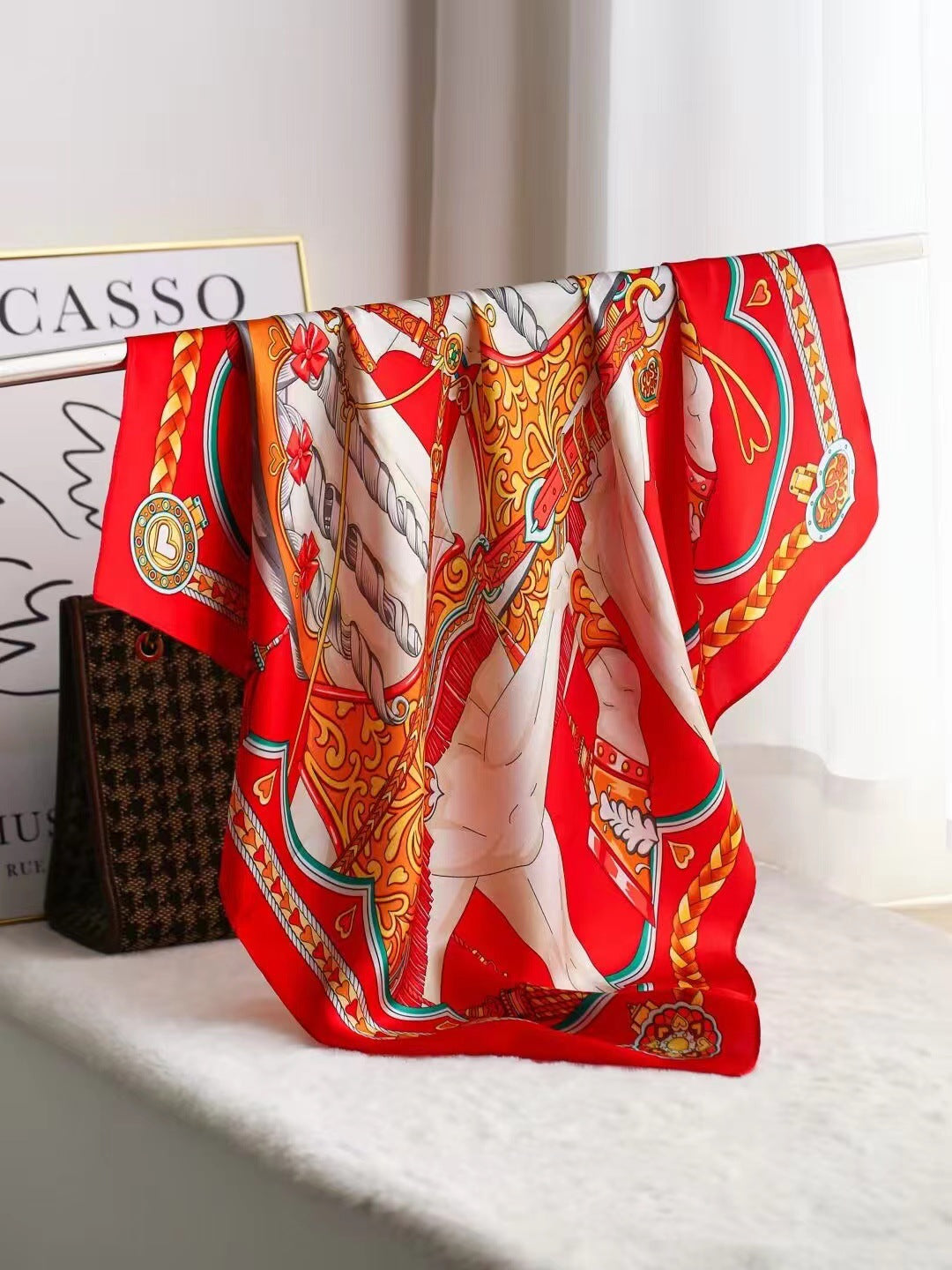 Intellectual Elegant Light Luxury Gift Silk Small Square Towel Silk Scarf