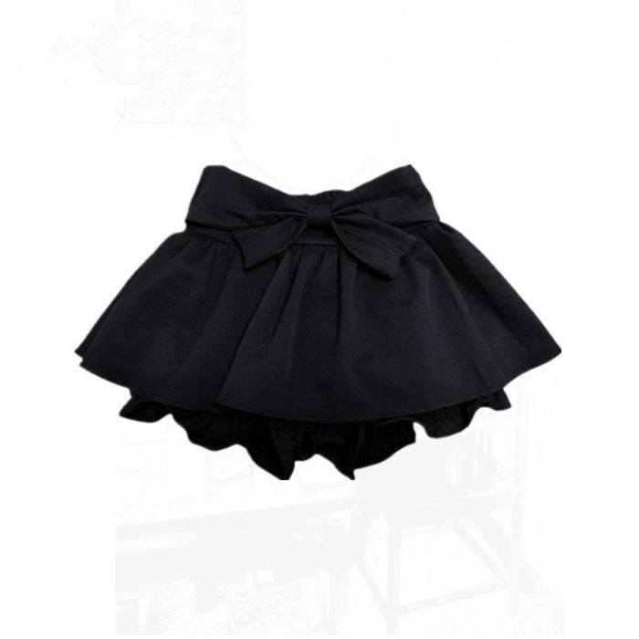 Pettiskirt Hot Girl Sweet Long Leg Girl Bow Pantskirt Spring New Simple Black All-matching Skirt