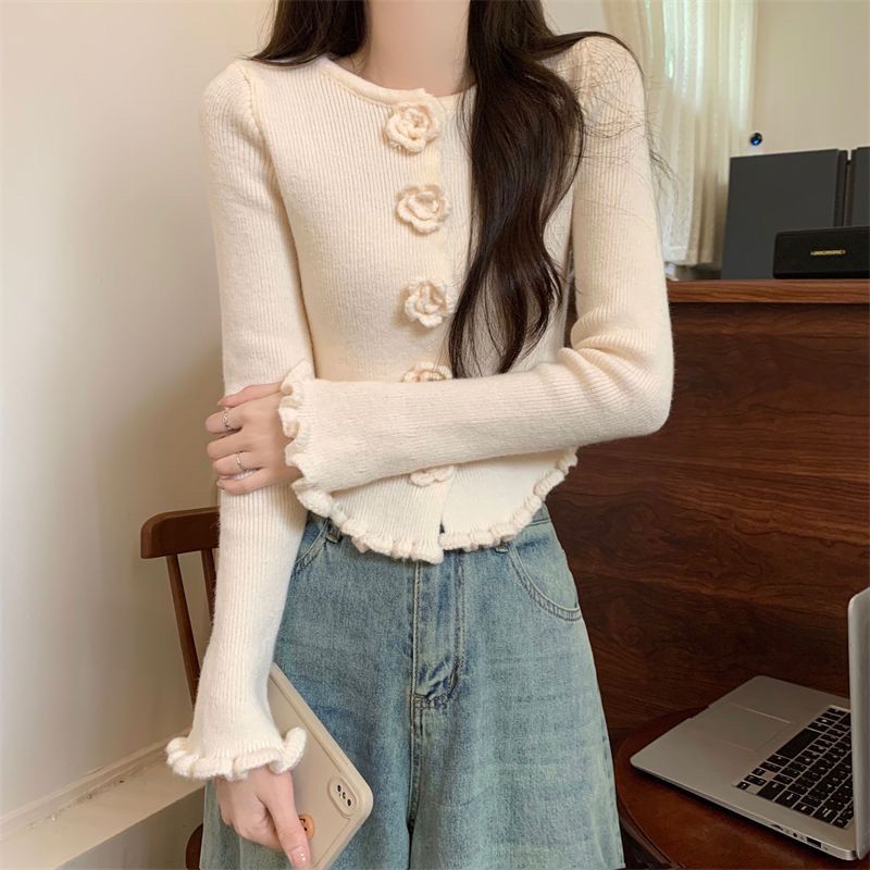 Flower Long Sleeve Sweater Bottoming Shirt Top