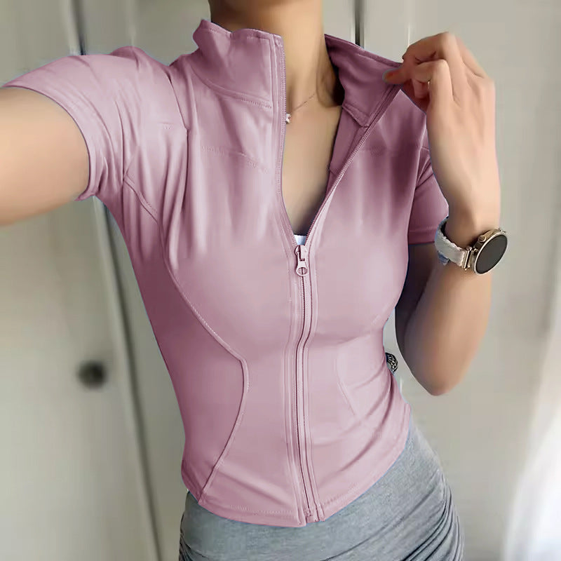 Female Skinny Slimming Quick-drying Breathable Short Sleeves