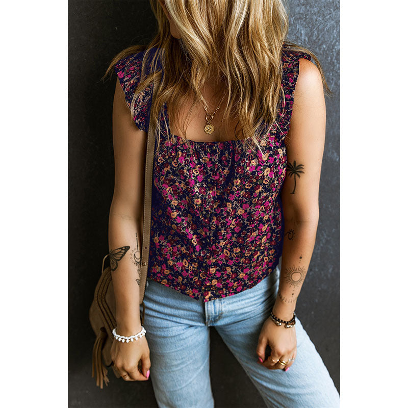 Floral Ruffles Short Vest