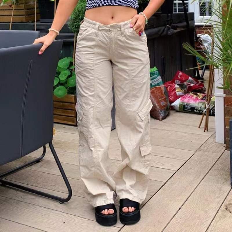 Multi-pocket Workwear Women's Pants Loose