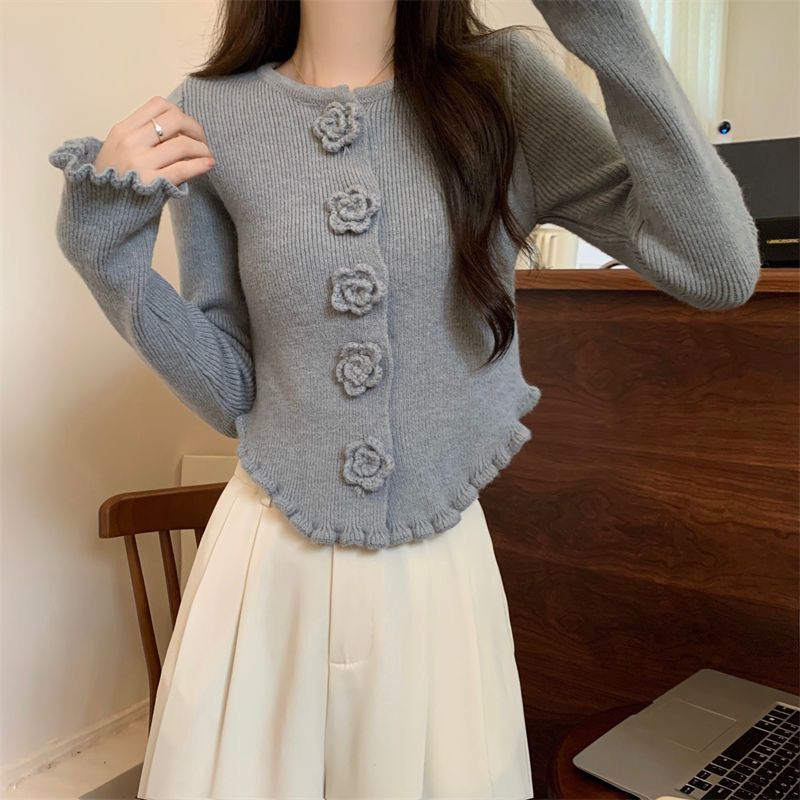 Flower Long Sleeve Sweater Bottoming Shirt Top