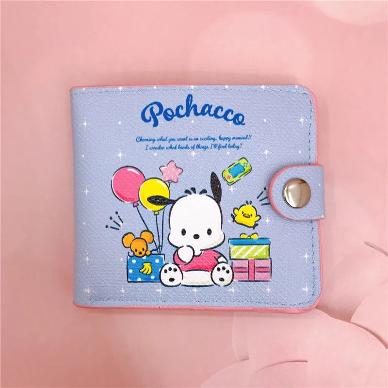 Kawaii Sanrio Pu Casual Money Bag Hello Kitty Cinnamoroll My Melody Kuromi Coin Purse Card Holder Wallet With Buttons