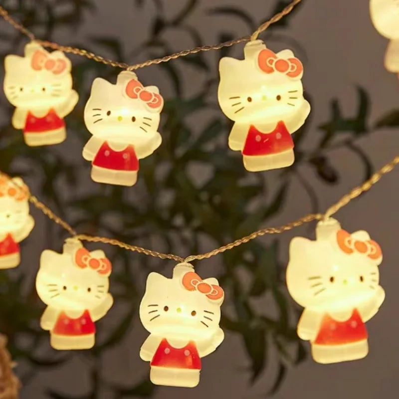 Hello Kitty LED Lights String Bedroom Ambient Lighting Kawaii Sanrio Mini Night Lamp Home Decoration Christmas Decorative Light