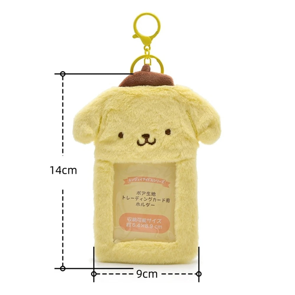 Sanrio Hello Kitty Plush Card Case Keychain Kuromi Melody Card holder Kawaii Photo Card Display Sleeves Cute Bag Pendant