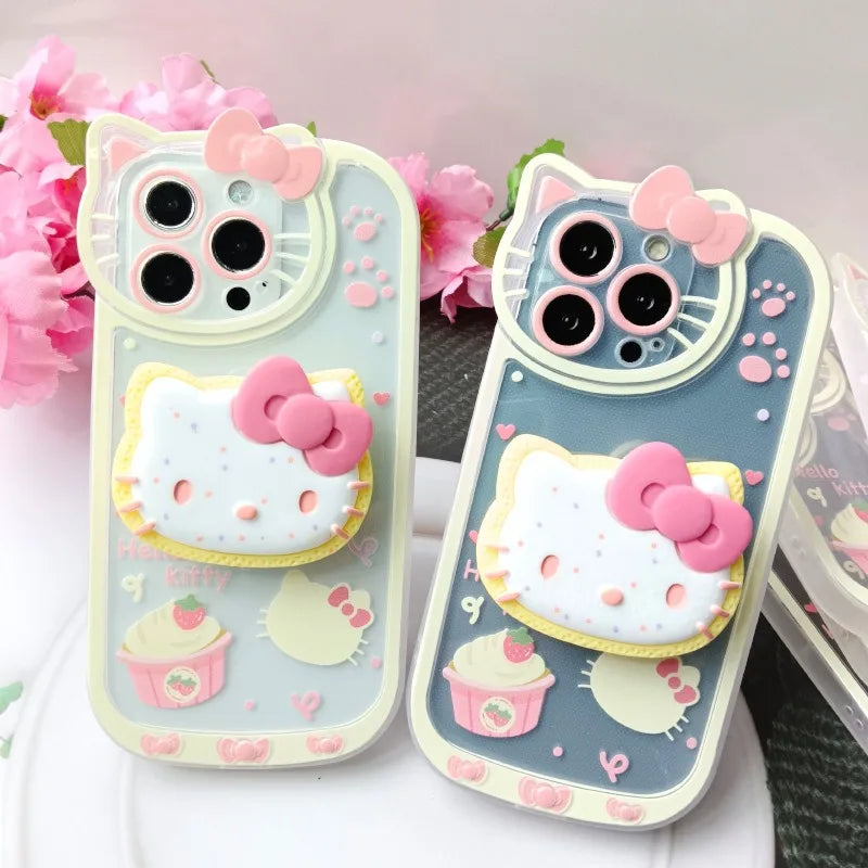 Sanrio Hello Kitty Stand Phone Cases For iPhone 16 15 14 11 13 12 Pro Max XR XS 7 8 Plus Original Shockproof Cover Y2K Case