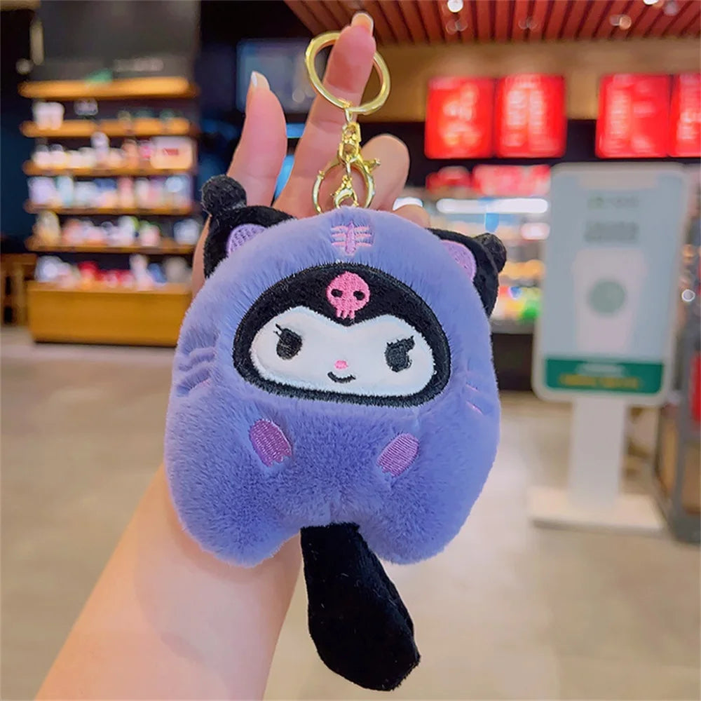 Sanrio Hello Kitty Plush Keychain Dolls Kawaii Kuromi Cinnamoroll Cartoon Plush Backpack Pendant Accessories