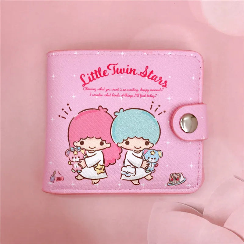 Kawaii Sanrio Pu Casual Money Bag Hello Kitty Cinnamoroll My Melody Kuromi Coin Purse Card Holder Wallet With Buttons