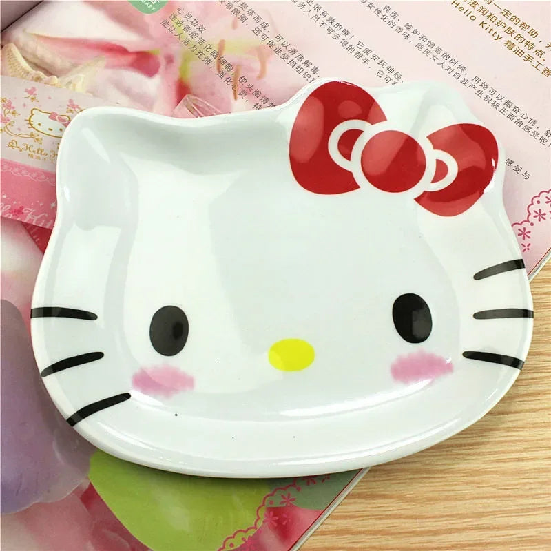 My Melody Sanrio Dinner Plate Hello Kitty Anime Baby Children Kawaii Saucer Tableware Cute Fruit Plates Cartoon Snacks Tray