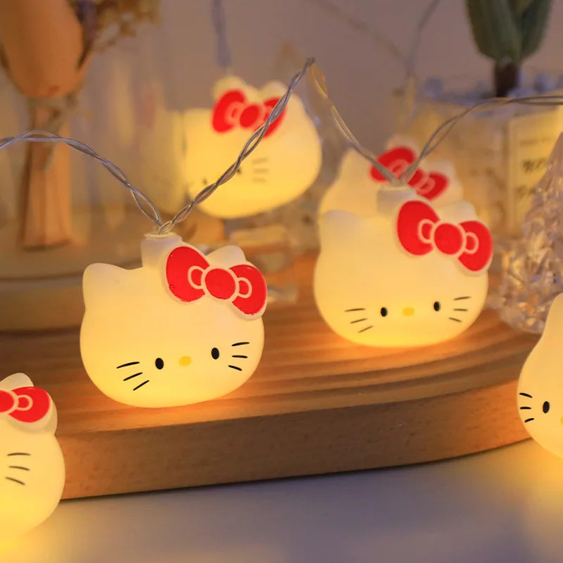 Hello Kitty LED Lights String Bedroom Ambient Lighting Kawaii Sanrio Mini Night Lamp Home Decoration Christmas Decorative Light