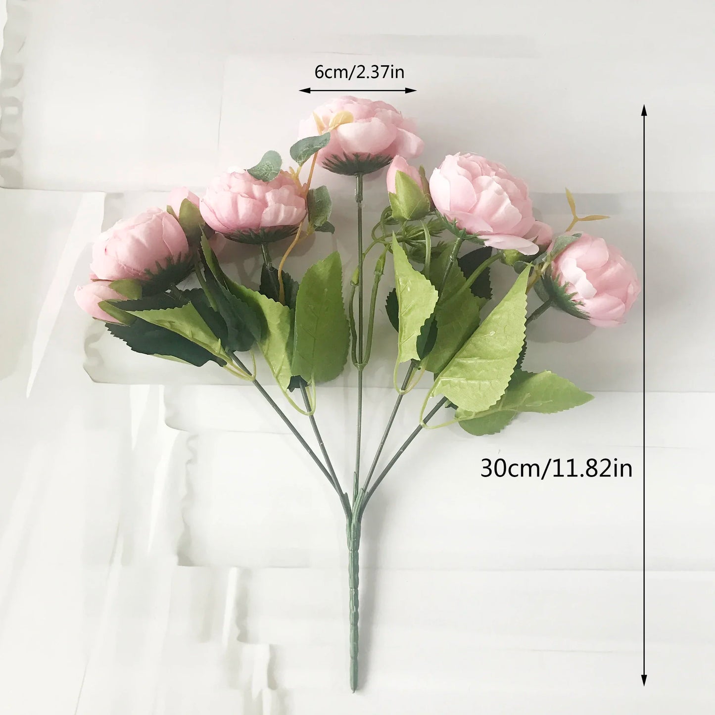 Silk Peony Artificial Flowers Bouquet 5 Big Head and 4 Bud Fake Flowers for Decoration 30cm