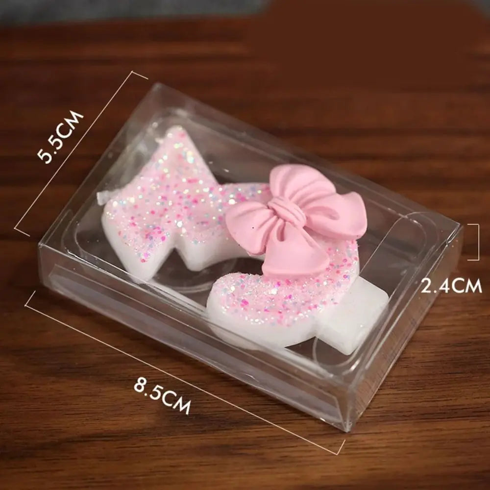 Design Number Birthday Candles Creative Eco-friendly Bow Knot Extended Big Number Candle Pink Cake Topper Decoration 1PC 3D