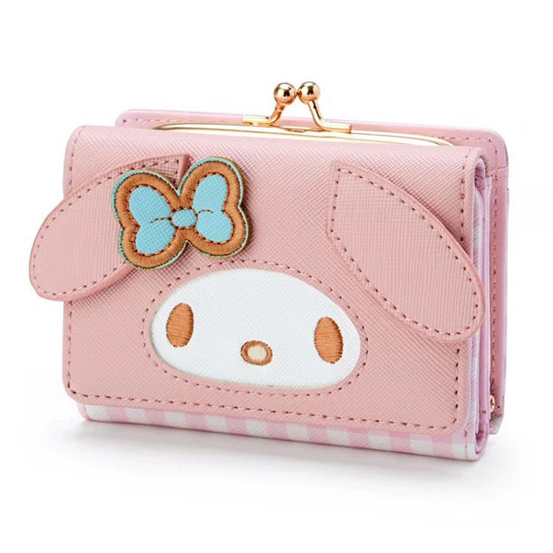 Sanrio Hello Kitty Bag Kawaii Cinnamon My Melody Kuromi Casual Fashion PU Leather Wallet Cute Folding Card Bags