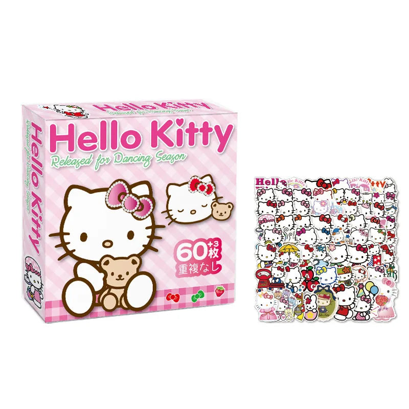 Sanrio Hello Kitty Kuromi Cinnamoroll Pochacco Stickers for Kids Girls DIY Laptop Phone Diary Cute Cartoon Sanrio Sticker 60Pcs