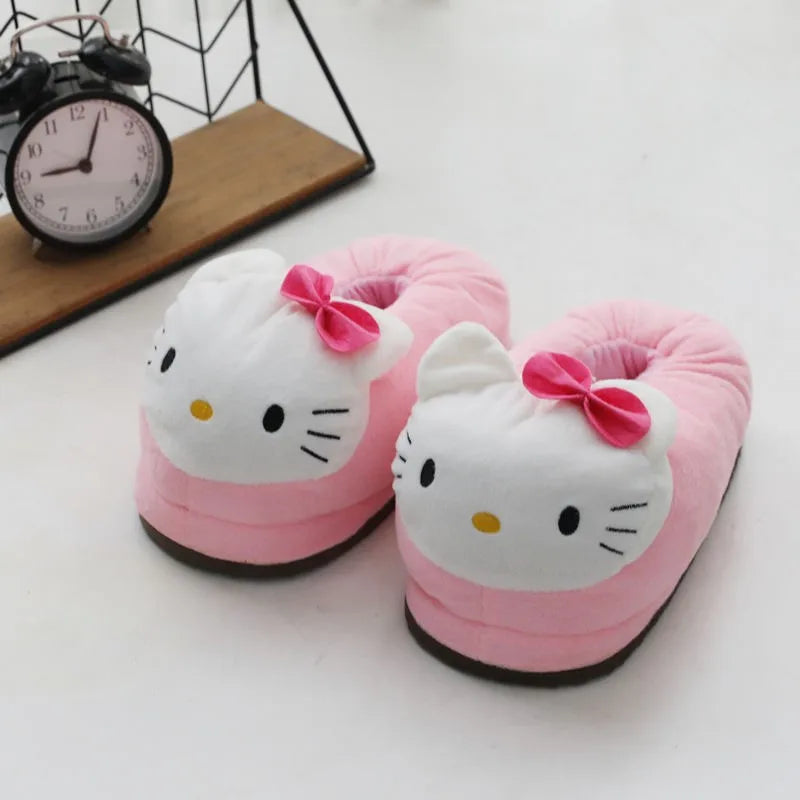 Hello Kitty Cotton Warm Slipper Anime Sanrio Autumn Winter Indoor Shoes Stuffed Doll Girl Women Plush Home Slipper