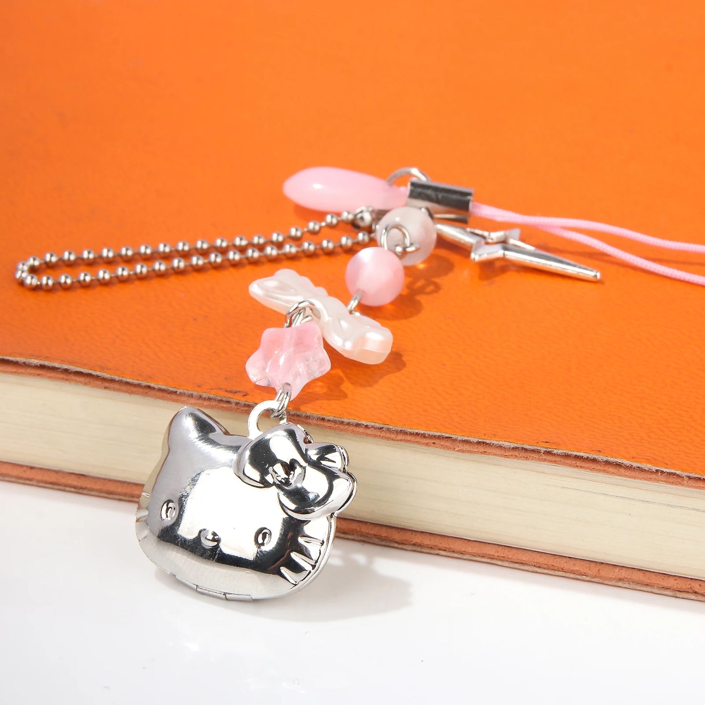 Hello Kitty Cell Phone Rope Chain Sanrio Anime Pendant Handmade Beads Strand Choker Bracelets Dangle DIY Jewelry Accessories