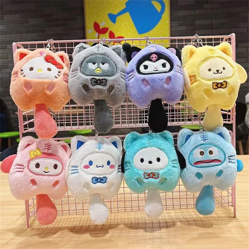 Sanrio Hello Kitty Plush Keychain Dolls Kawaii Kuromi Cinnamoroll Cartoon Plush Backpack Pendant Accessories