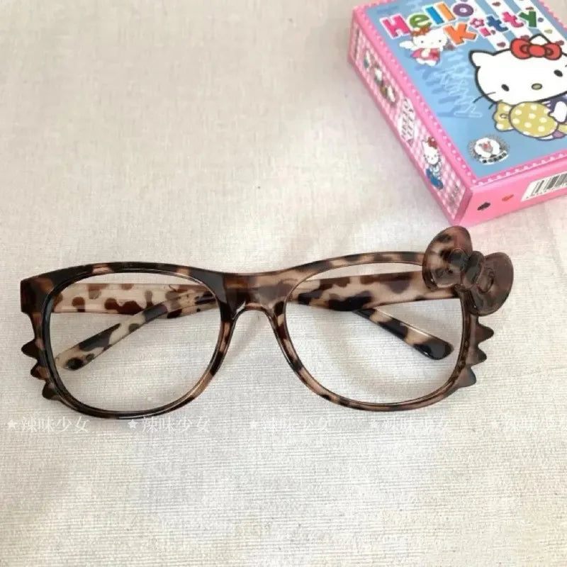 Kawaii Sanrio Leopard Print Eyeglass frame Hello Kittys Accessories Cute Beauty Cartoon Anime Y2K Vintage