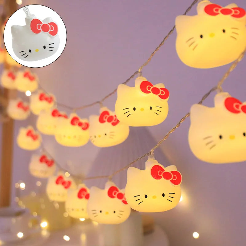 Hello Kitty LED Lights String Bedroom Ambient Lighting Kawaii Sanrio Mini Night Lamp Home Decoration Christmas Decorative Light