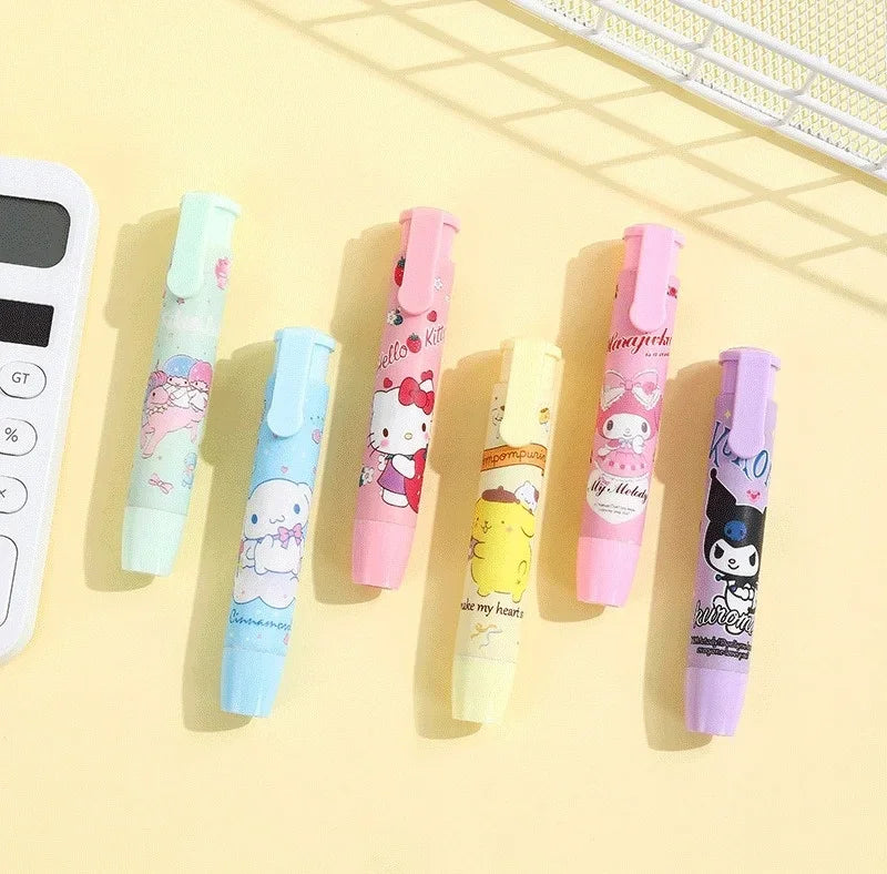 Creative Sanrio Hello Kitty Press Eraser Anime Kuromi Melody Cinnamoroll Cartoon Kawaii Stationery Gift Office School Supplies