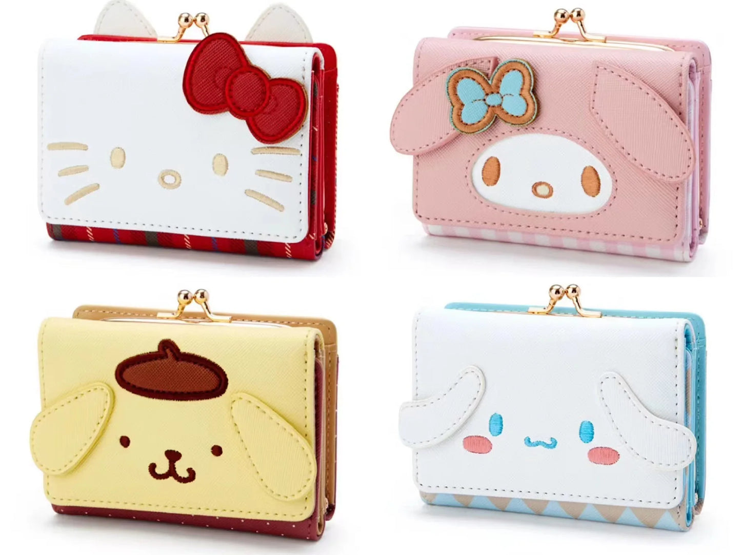 New Sanrio Hello Kitty Cartoon Cute Wallet New Women'S Wallet Pink Japanese Girl Heart Jade Guigou Short Lock Wallet Card Bag