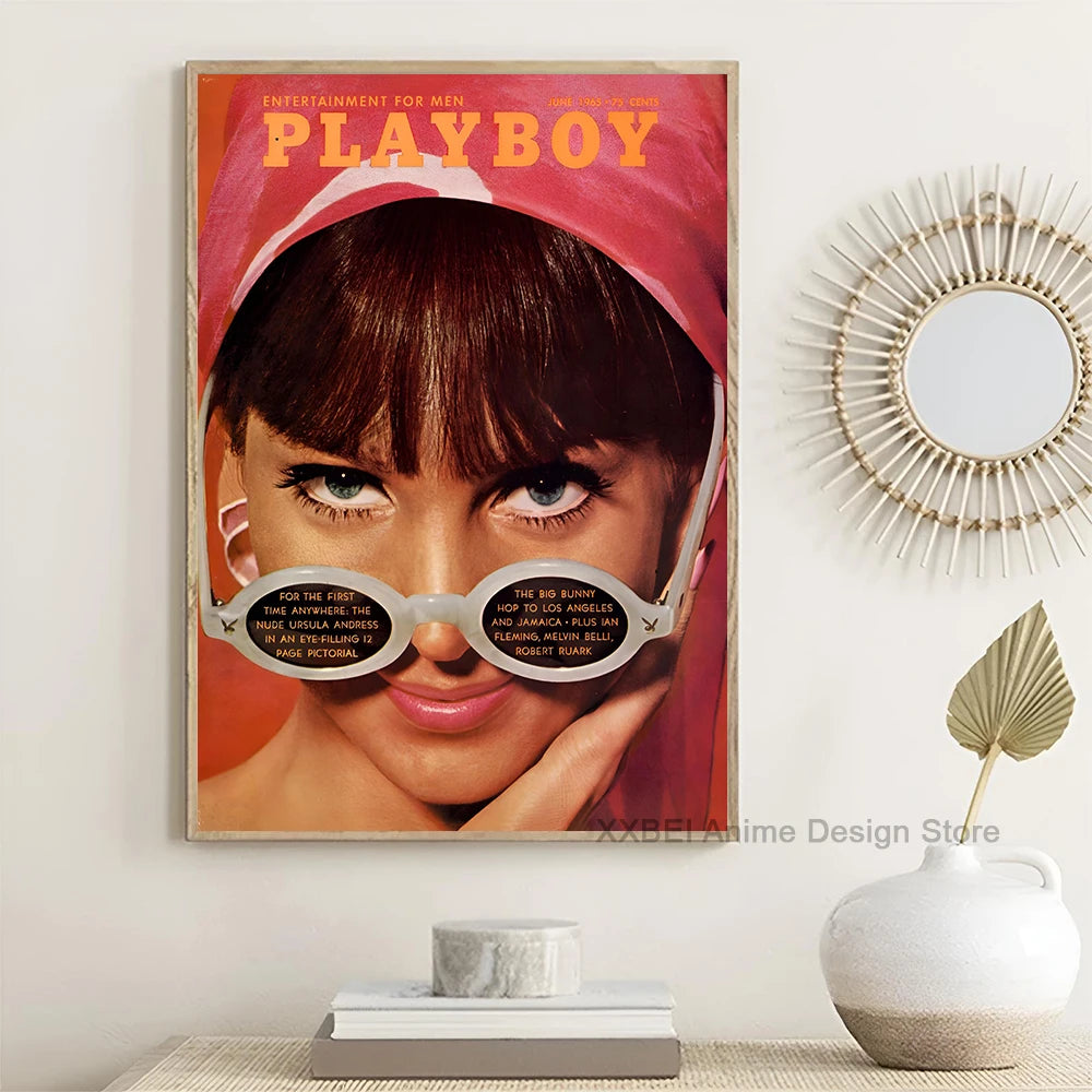 Fashion Magazine Cover Poster Play Boy Rabbit Butterfly Red Lips Retro Wall Sticker Bedroom Dining Room Cafe Decorative Mural