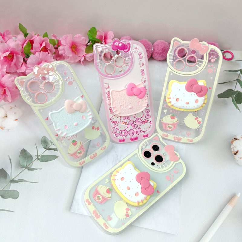 Sanrio Hello Kitty Stand Phone Cases For iPhone 16 15 14 11 13 12 Pro Max XR XS 7 8 Plus Original Shockproof Cover Y2K Case