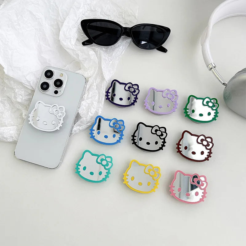 Sanrio Hello Kitty Phone Airbag Holder Mirror Colored Retractable Phone Stander Stretchable Desktop Holder Back Sticker