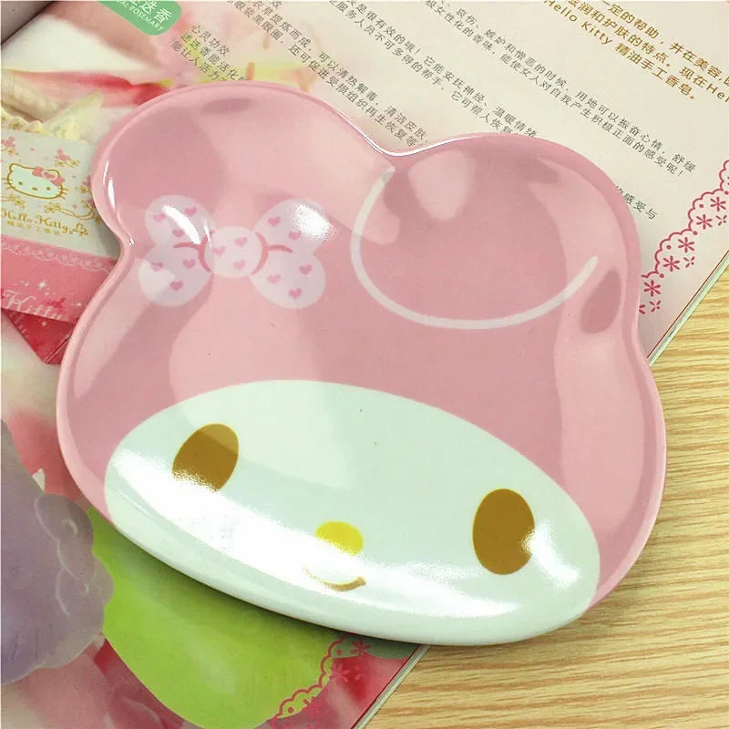 My Melody Sanrio Dinner Plate Hello Kitty Anime Baby Children Kawaii Saucer Tableware Cute Fruit Plates Cartoon Snacks Tray