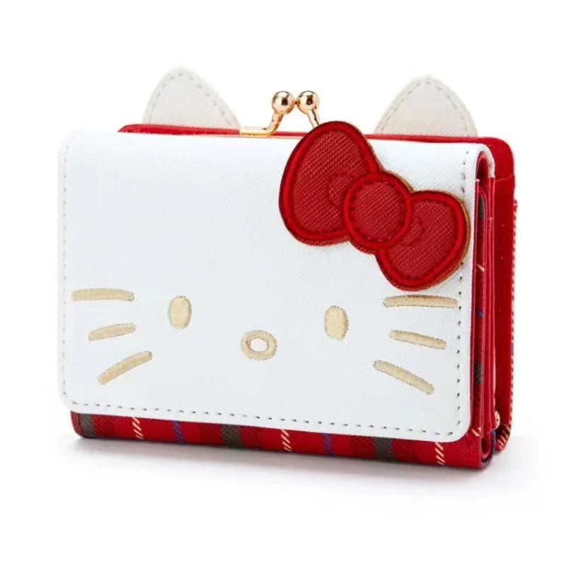 New Sanrio Hello Kitty Cartoon Cute Wallet New Women'S Wallet Pink Japanese Girl Heart Jade Guigou Short Lock Wallet Card Bag