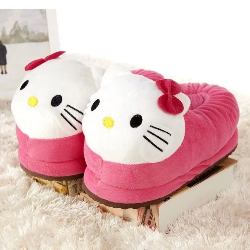 Hello Kitty Cotton Warm Slipper Anime Sanrio Autumn Winter Indoor Shoes Stuffed Doll Girl Women Plush Home Slipper