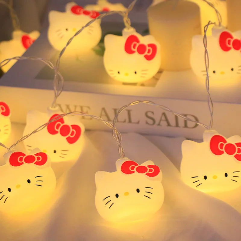 Hello Kitty LED Lights String Bedroom Ambient Lighting Kawaii Sanrio Mini Night Lamp Home Decoration Christmas Decorative Light