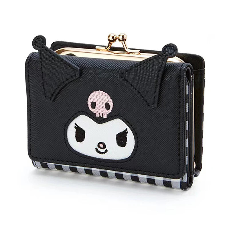 Sanrio Hello Kitty Bag Kawaii Cinnamon My Melody Kuromi Casual Fashion PU Leather Wallet Cute Folding Card Bags