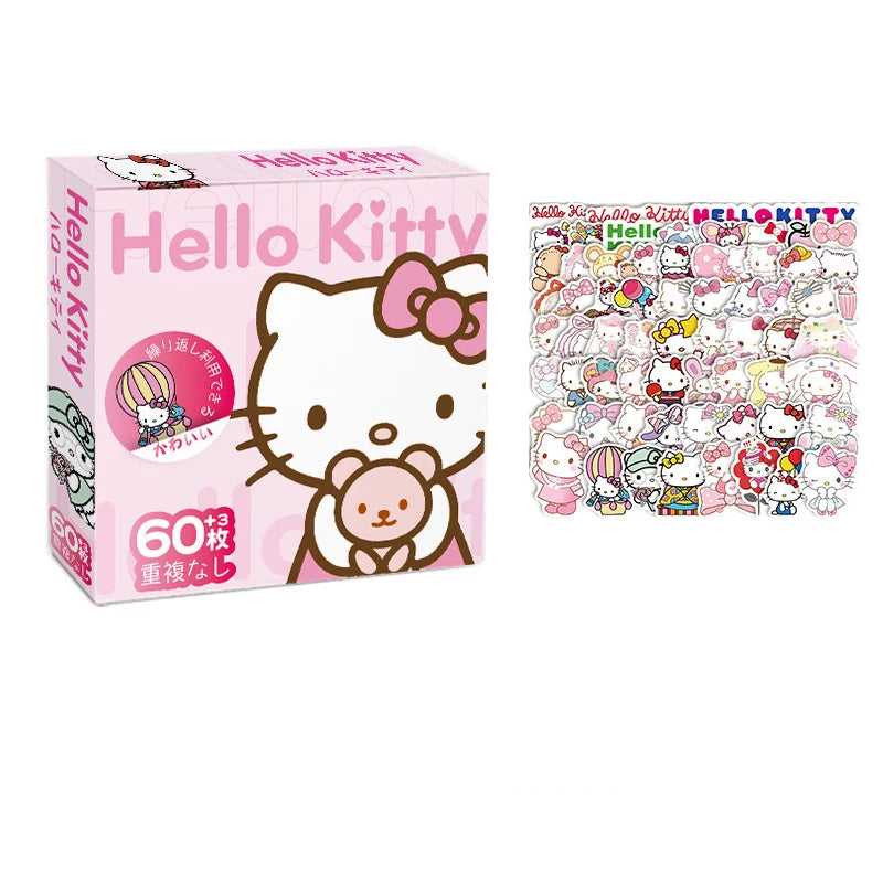 Sanrio Hello Kitty Kuromi Cinnamoroll Pochacco Stickers for Kids Girls DIY Laptop Phone Diary Cute Cartoon Sanrio Sticker 60Pcs