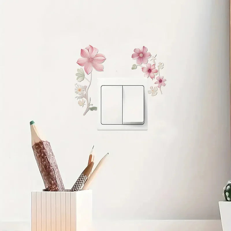 Switch Wall Sticker PVC Removable Waterproof sticker for bedroom bathroom Living room Beautiful flowers Home Decoration Stickers