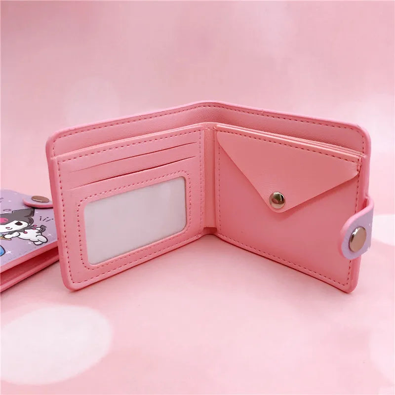 Kawaii Sanrio Pu Casual Money Bag Hello Kitty Cinnamoroll My Melody Kuromi Coin Purse Card Holder Wallet With Buttons