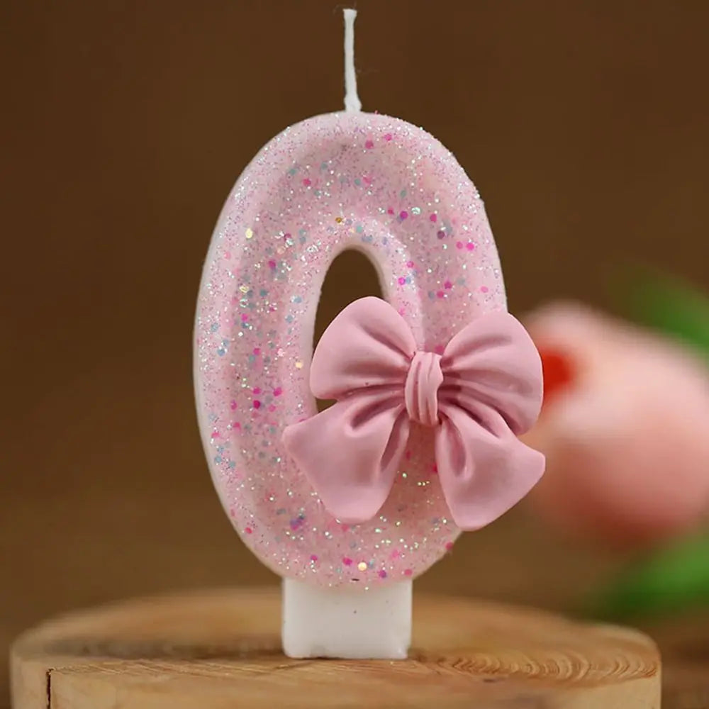 Design Number Birthday Candles Creative Eco-friendly Bow Knot Extended Big Number Candle Pink Cake Topper Decoration 1PC 3D