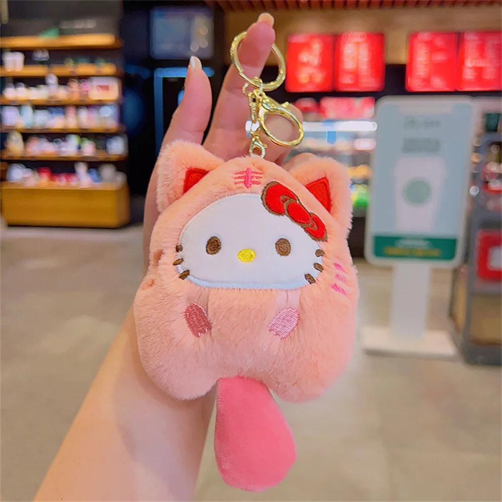 Sanrio Hello Kitty Plush Keychain Dolls Kawaii Kuromi Cinnamoroll Cartoon Plush Backpack Pendant Accessories