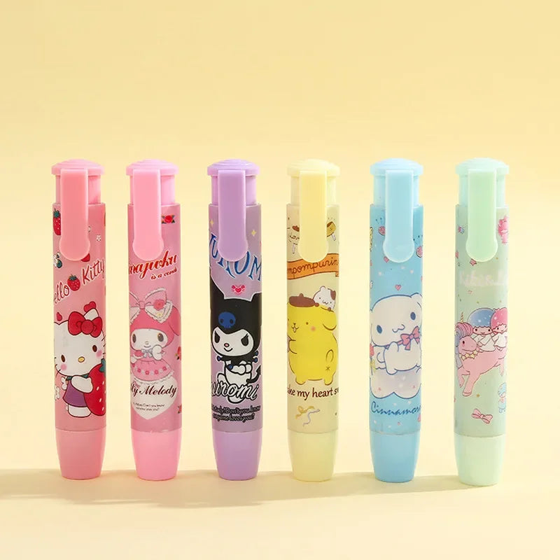 Creative Sanrio Hello Kitty Press Eraser Anime Kuromi Melody Cinnamoroll Cartoon Kawaii Stationery Gift Office School Supplies