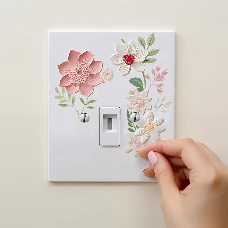 Switch Wall Sticker PVC Removable Waterproof sticker for bedroom bathroom Living room Beautiful flowers Home Decoration Stickers