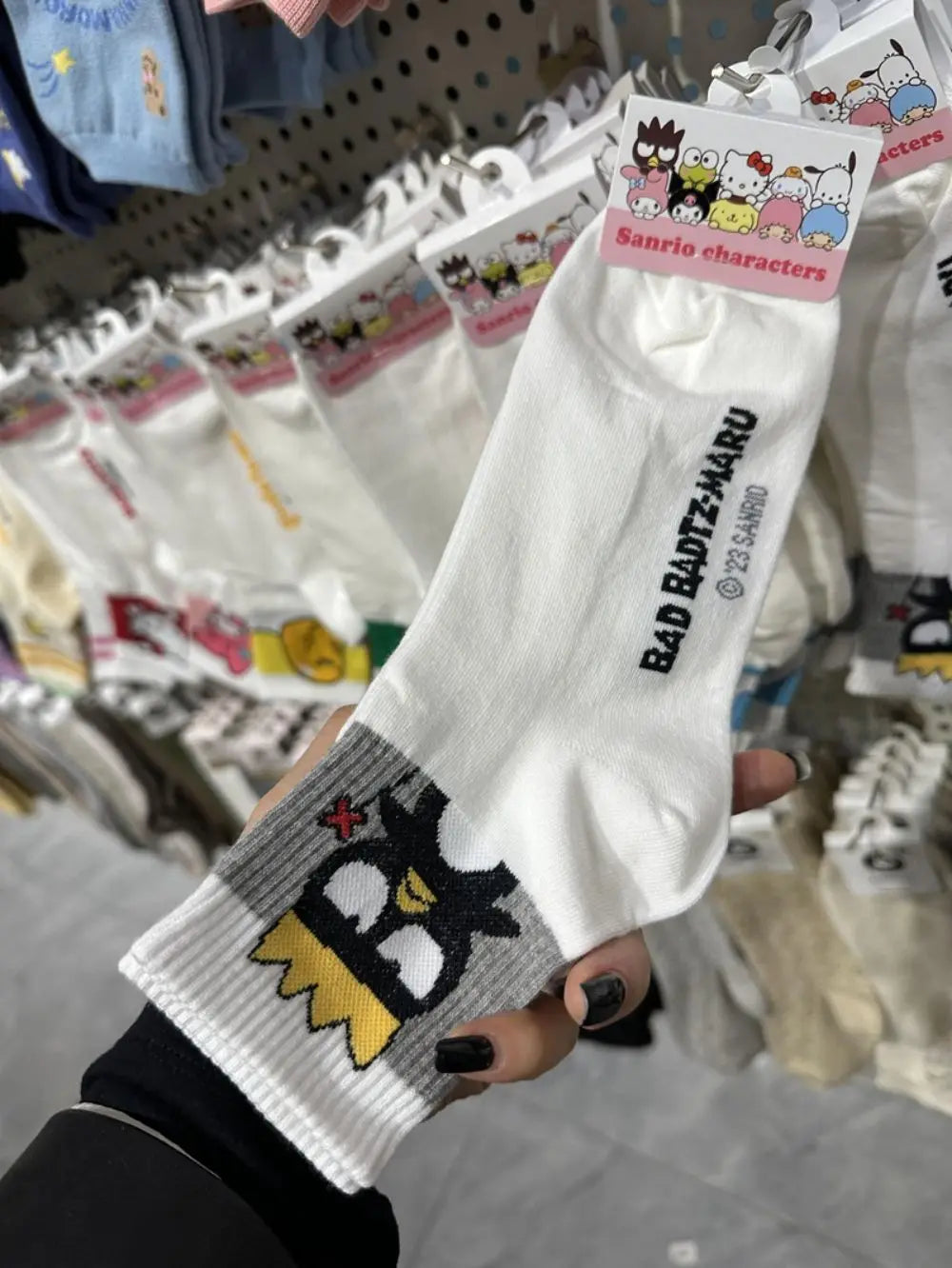 Hello Kitty Y2K Socks for Girls Medium Kuromi Cinnamoroll Socks Kawaii Sanrio Melody Socks Rosered Black White Sock Women Female