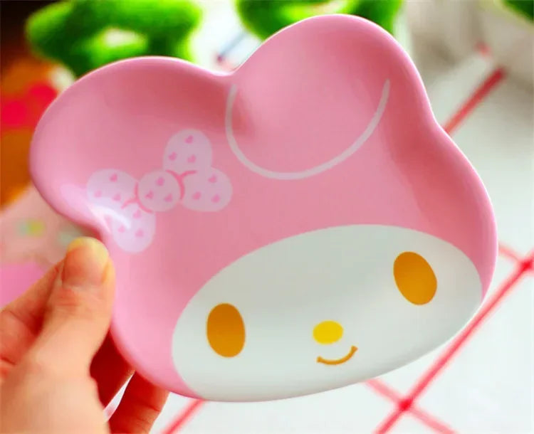 My Melody Sanrio Dinner Plate Hello Kitty Anime Baby Children Kawaii Saucer Tableware Cute Fruit Plates Cartoon Snacks Tray