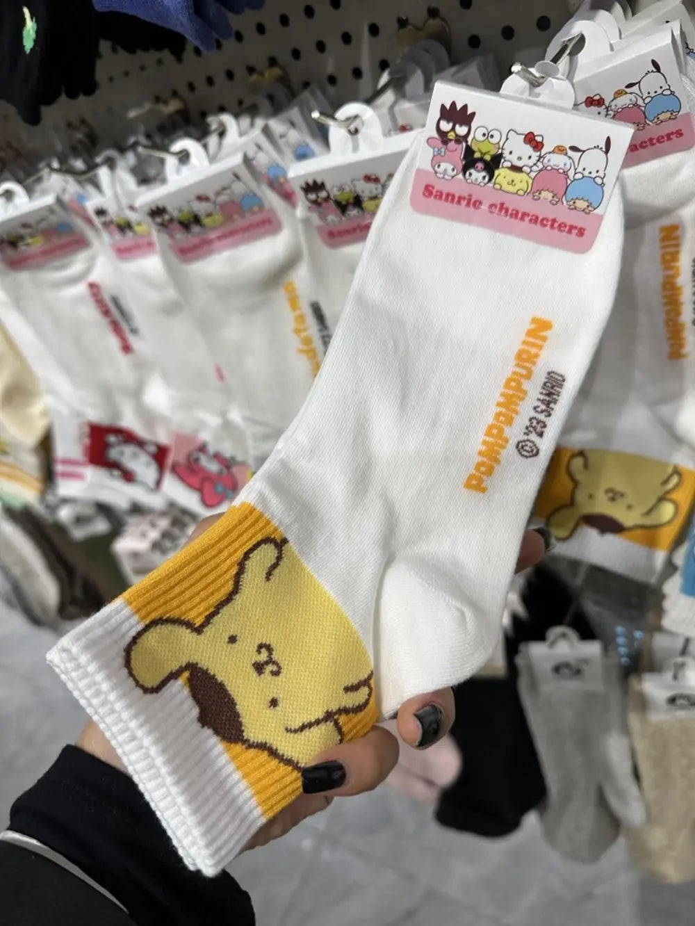 Hello Kitty Y2K Socks for Girls Medium Kuromi Cinnamoroll Socks Kawaii Sanrio Melody Socks Rosered Black White Sock Women Female