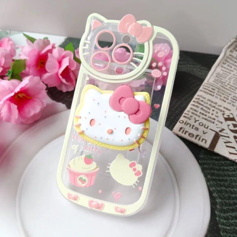 Sanrio Hello Kitty Stand Phone Cases For iPhone 16 15 14 11 13 12 Pro Max XR XS 7 8 Plus Original Shockproof Cover Y2K Case