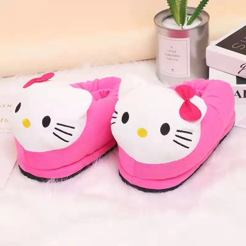 Hello Kitty Cotton Warm Slipper Anime Sanrio Autumn Winter Indoor Shoes Stuffed Doll Girl Women Plush Home Slipper