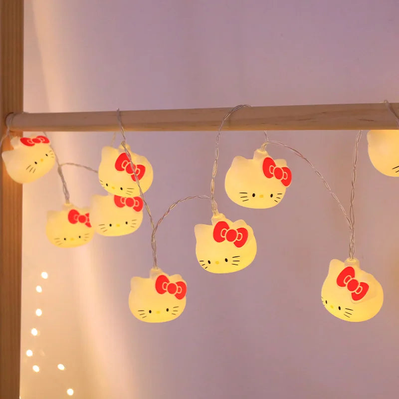 Hello Kitty LED Lights String Bedroom Ambient Lighting Kawaii Sanrio Mini Night Lamp Home Decoration Christmas Decorative Light