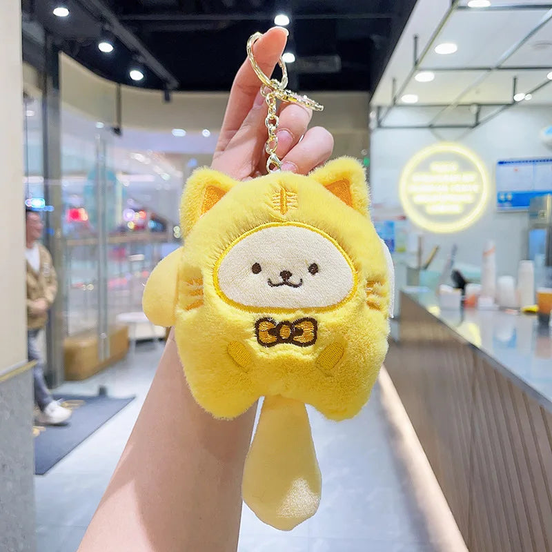 Sanrio  Hello Kitty Melody Cinnamoroll Plush Doll Keychain Pochacco Cute Key Ring Cartoon Plushies Bag Pendant