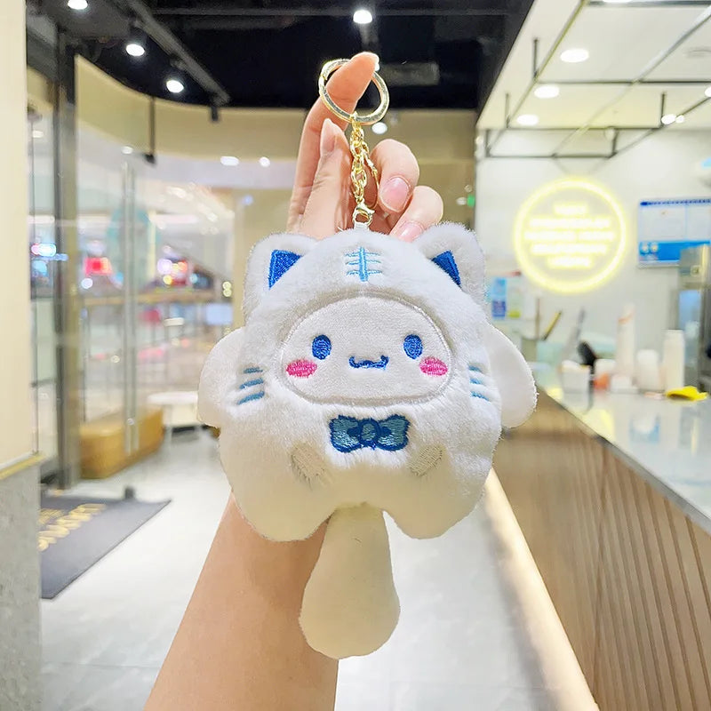 Sanrio  Hello Kitty Melody Cinnamoroll Plush Doll Keychain Pochacco Cute Key Ring Cartoon Plushies Bag Pendant