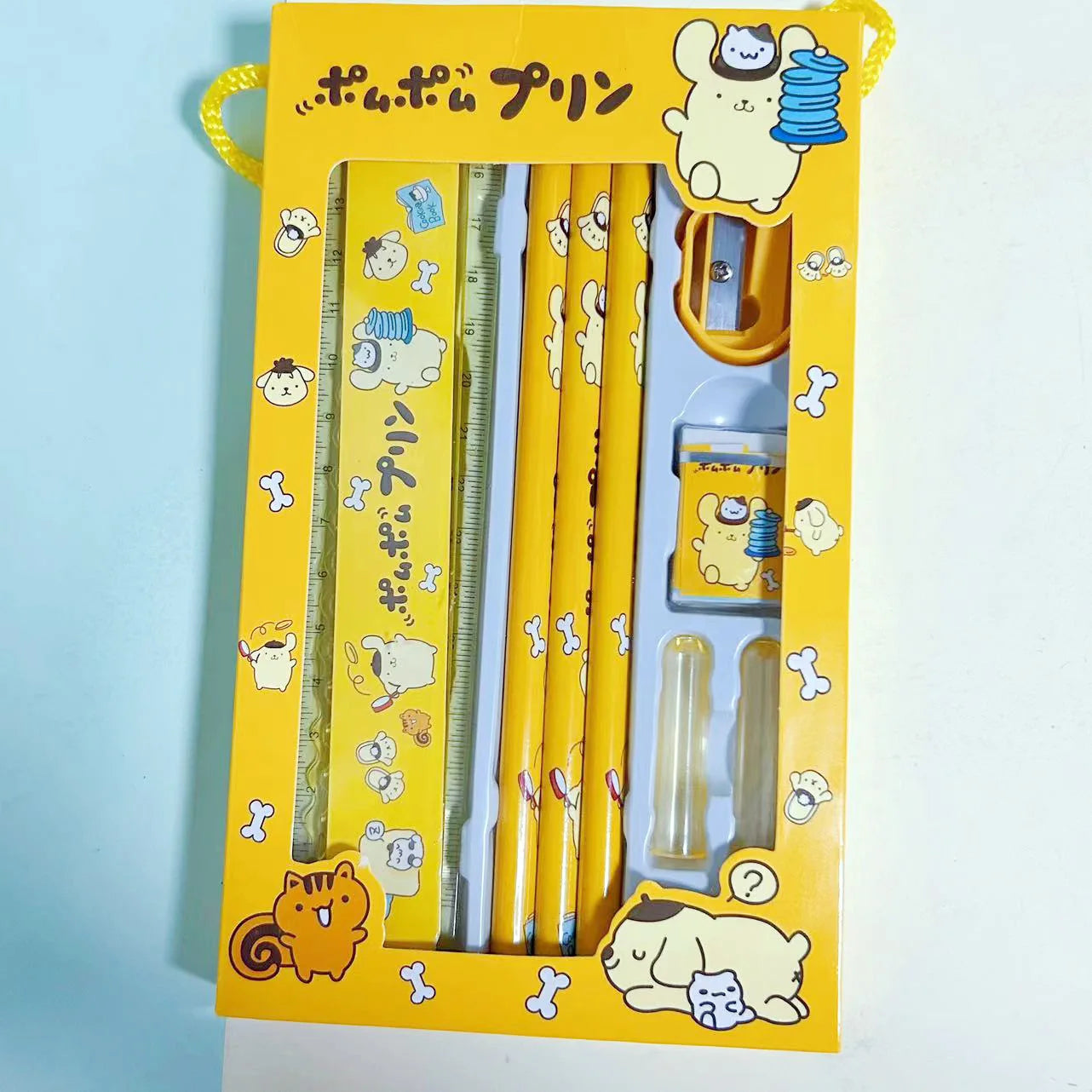 Sanrio Stationery Set Hello Kitty Cinnamoroll Kuromi Cartoon Pencil Rubber Ruler Pencil Sharpener Student Supplie Stationery Set